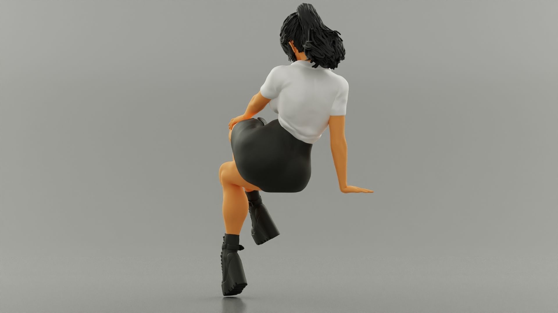 Beautiful Young Girl In A Mask Sitting on a Bench 3D print model_6