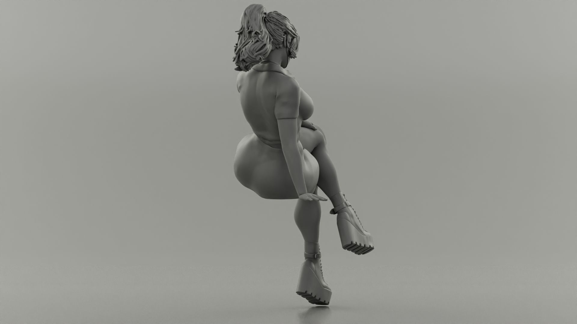 Beautiful Young Girl In A Mask Sitting on a Bench 3D print model_5