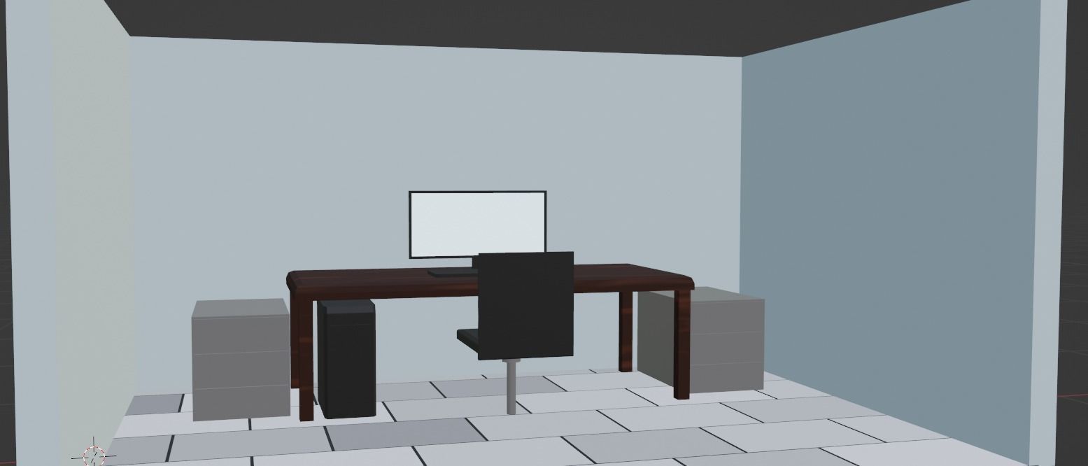 Simple Cubical Office Model - LowPoly Low-poly 3D model_7