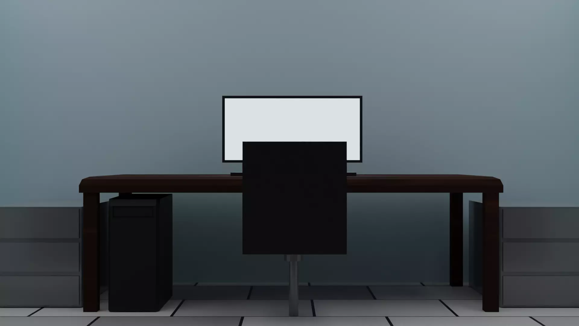 Simple Cubical Office Model - LowPoly Low-poly 3D model_0