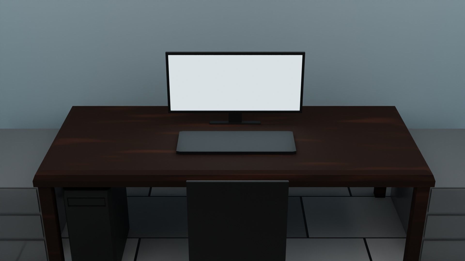 Simple Cubical Office Model - LowPoly Low-poly 3D model_1