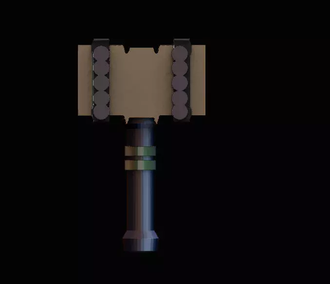 stylized battle hammer 3D model_0