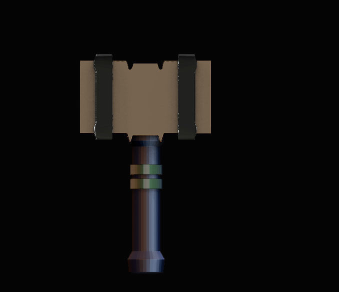 stylized battle hammer 3D model_1