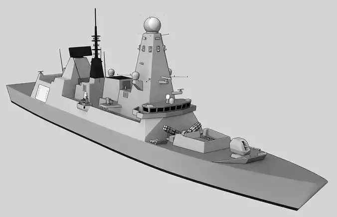 DDG Type 45 Daring class Low-poly 3D model