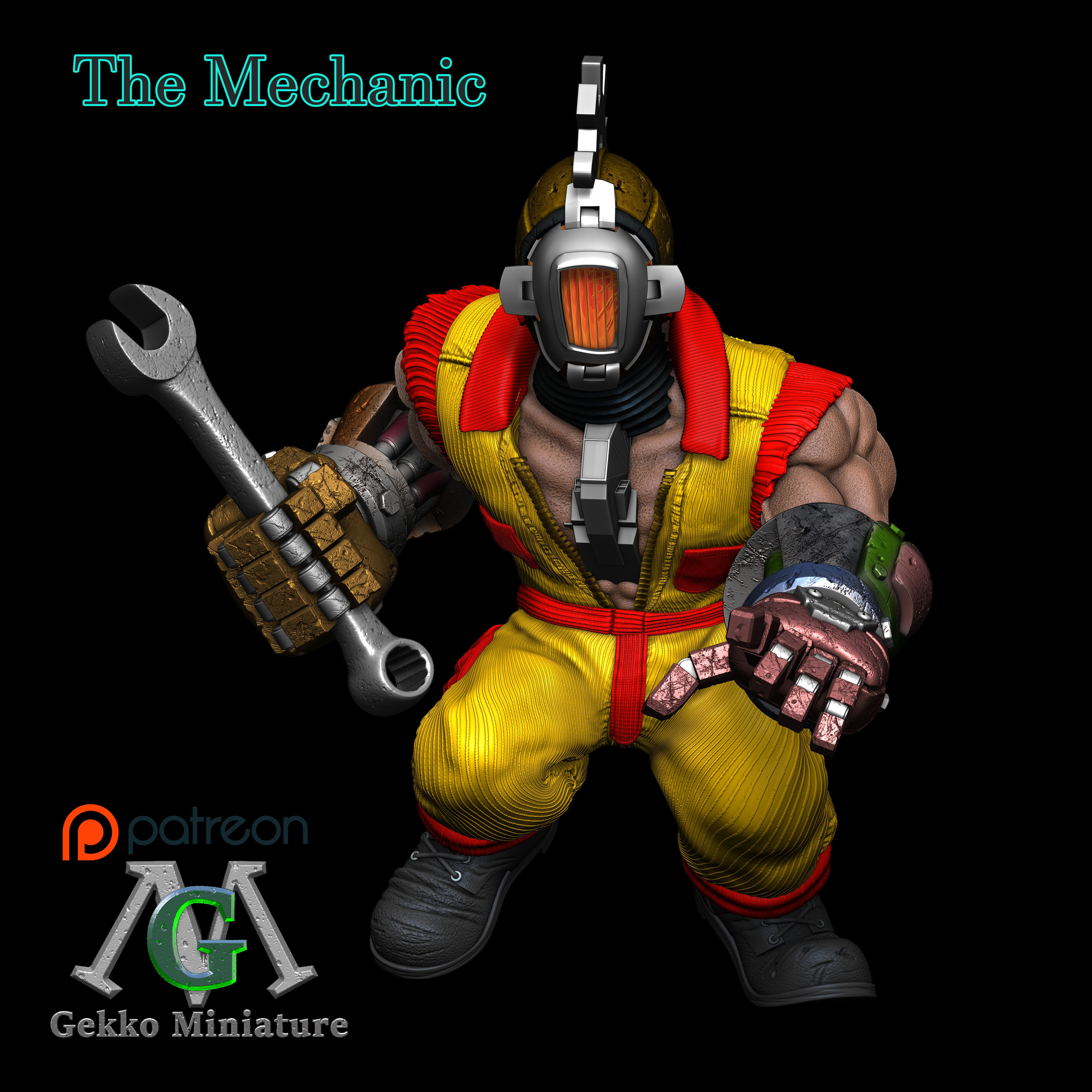 The Mechanic 4 Poses 3D print model_4