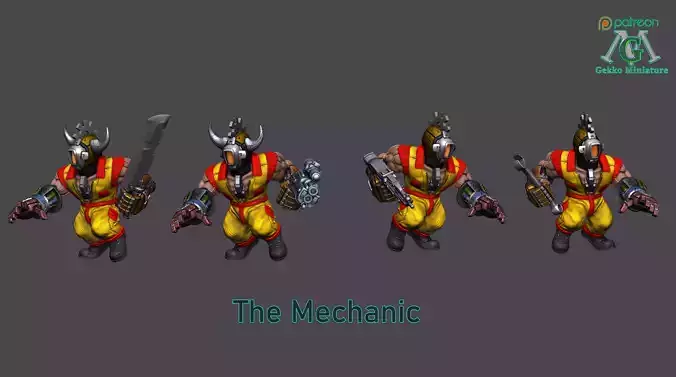 The Mechanic 4 Poses 3D print model