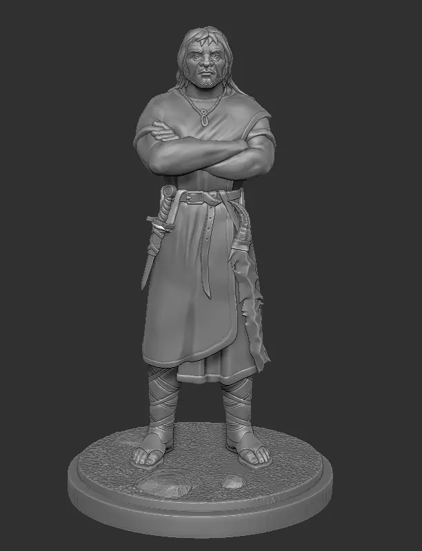 Qwuellu brutal giant warlock with crystaline sword 3D print model_0