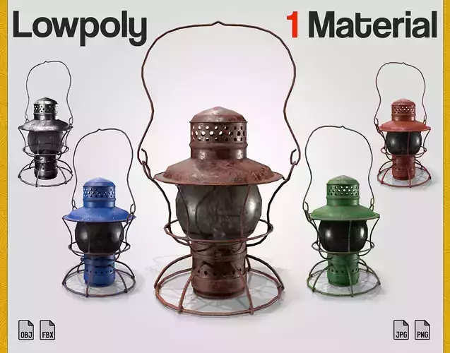 Old rusted Lantern 01 - Game ready