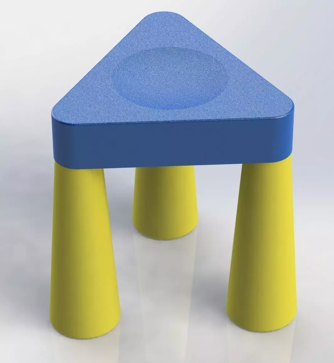 Three-legged puzzle stool 3D print model