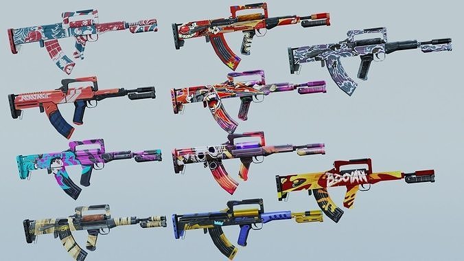 Weapon Rifle Groza 10x 3D model