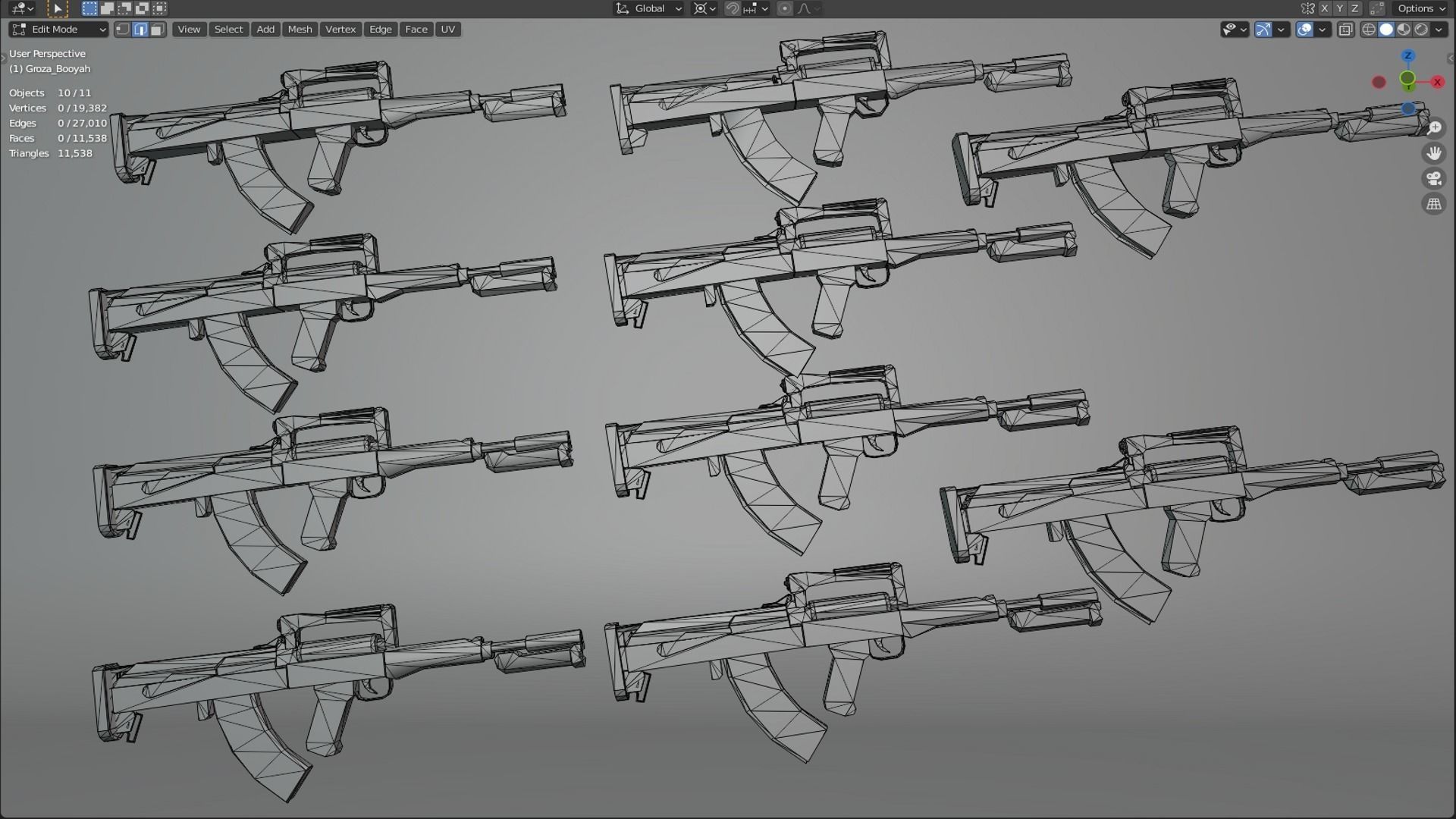 Weapon Rifle Groza 10x 3D model_3