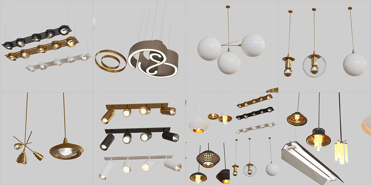 Ceiling lights package over 30 lights  3D model_3
