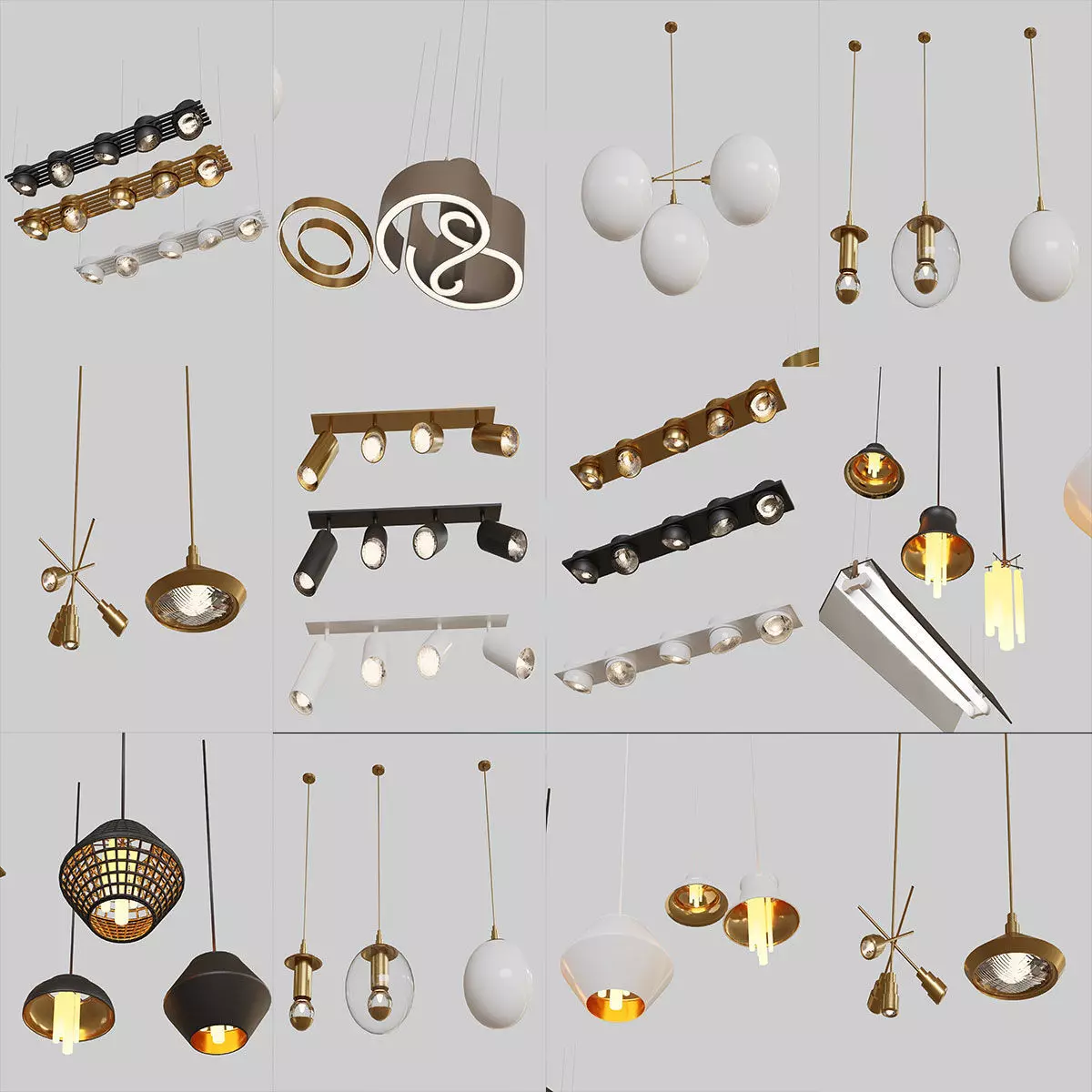Ceiling lights package over 30 lights  3D model_0