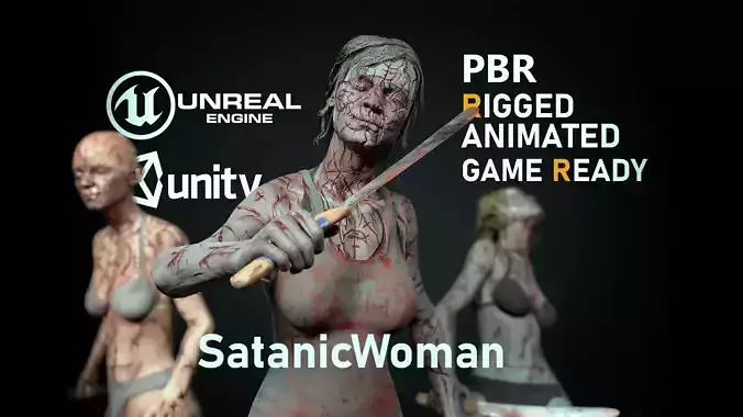 SatanicWoman zombie Low-poly 3D model