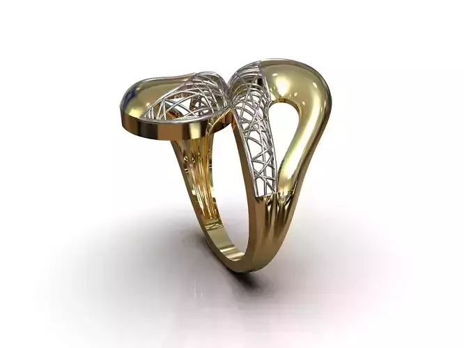 H Ring gold and silver 3D print model