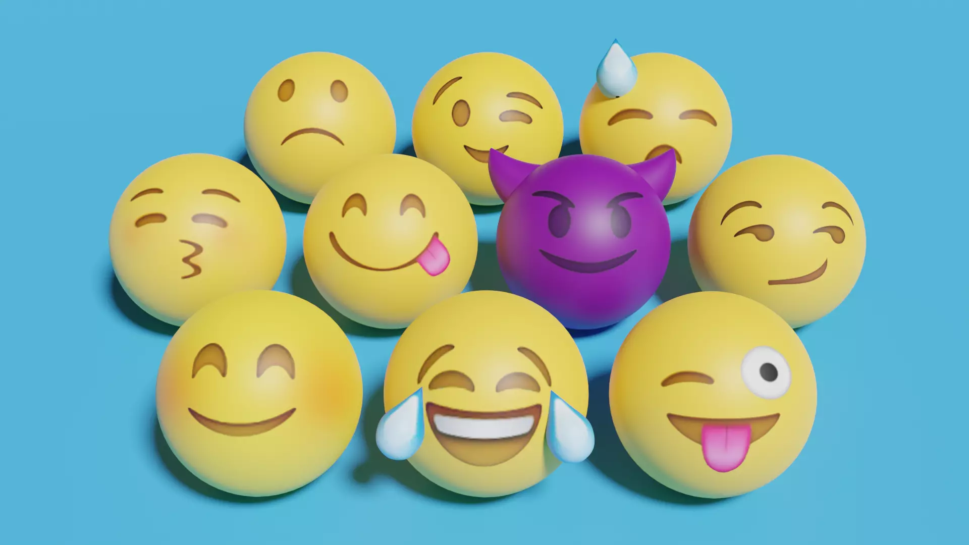 10 Emojis pack 3D model_0