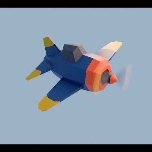 Blender Low Poly Airplane Model Animated Rendered Cycles free 3D model