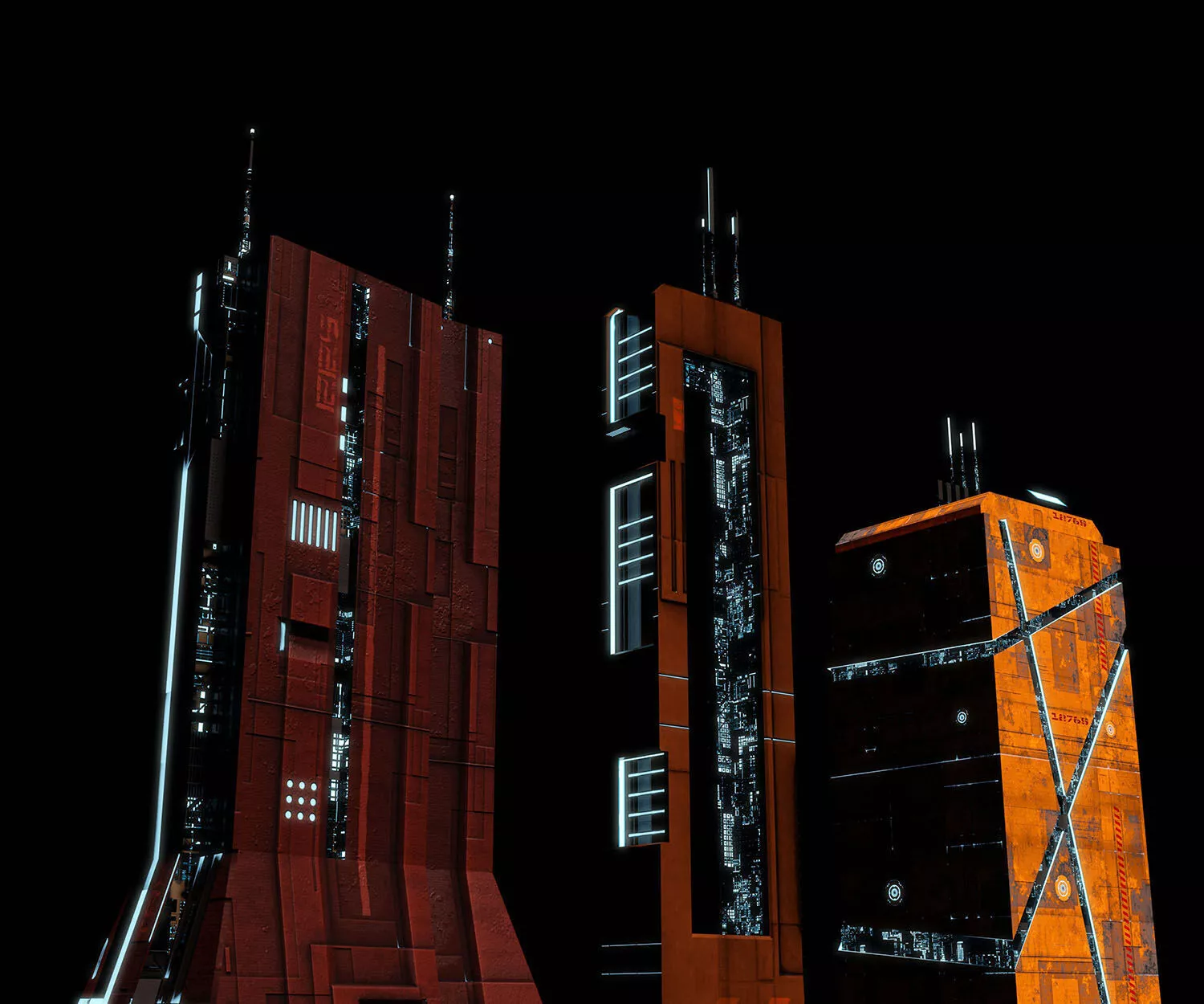 Futuristic City Sci-Fi Fantasy Scenery Low-poly 3D model