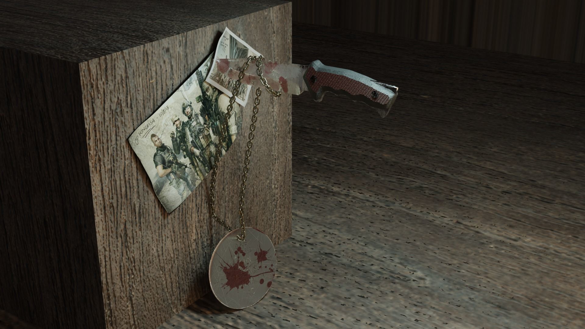 Knife of Call of Duty Modern Warfare Soap MacTavish with Tag Low-poly 3D model_1