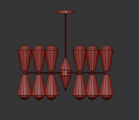 BARBELL gold chandelier 3D model_1