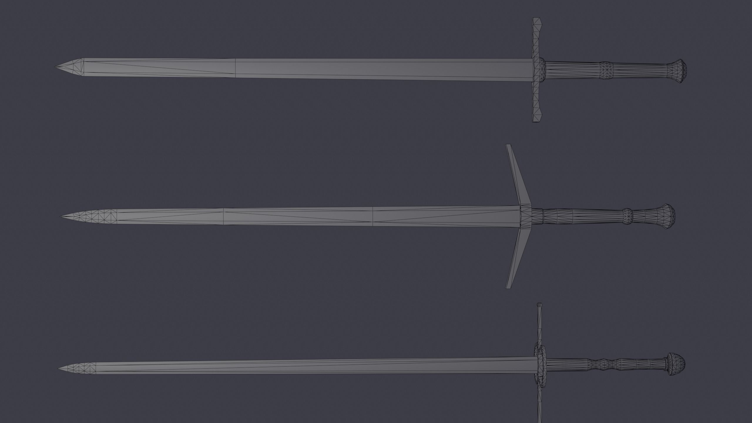 Two-handed swords Low-poly 3D model_4