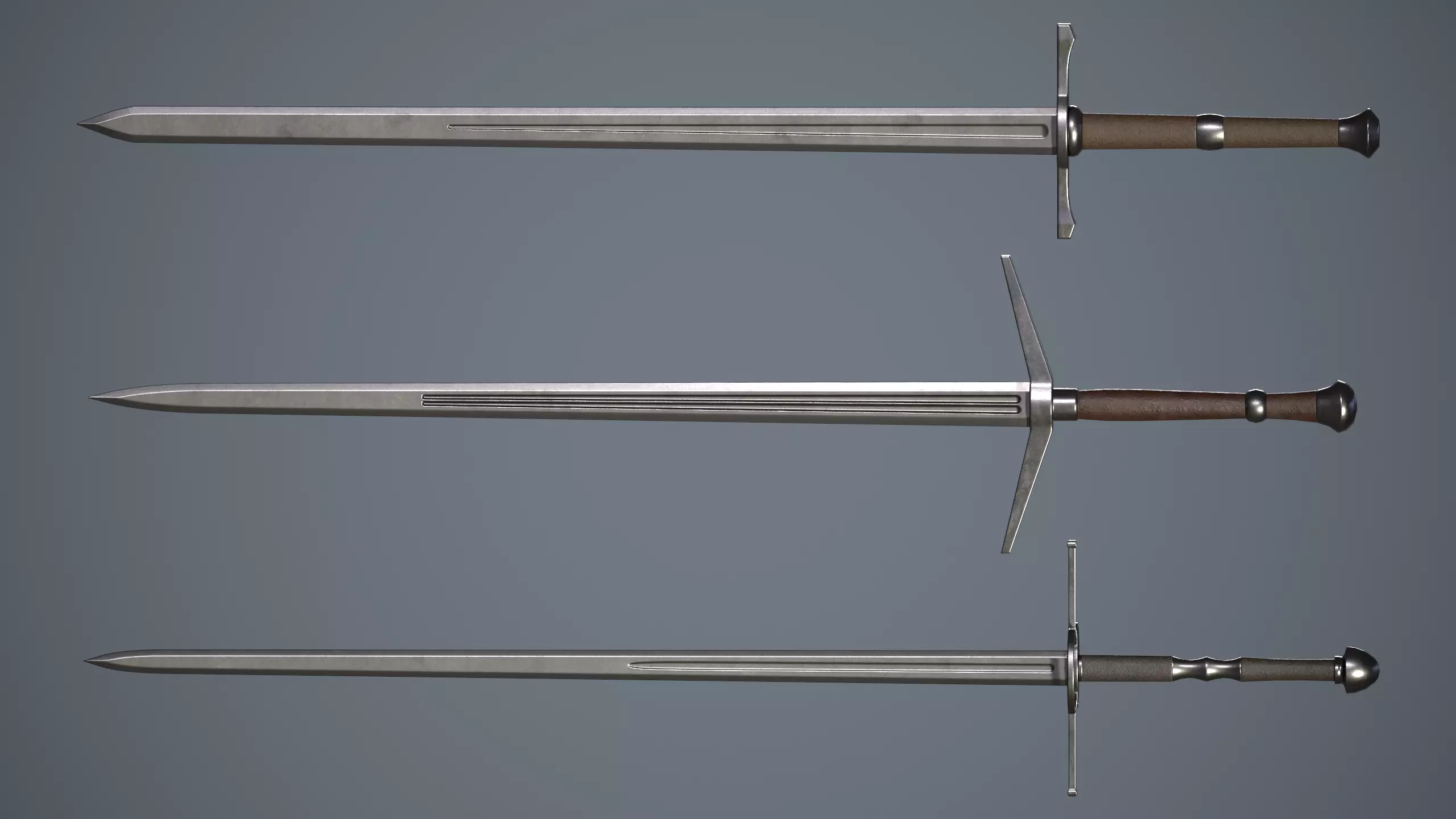 Two-handed swords Low-poly 3D model_0