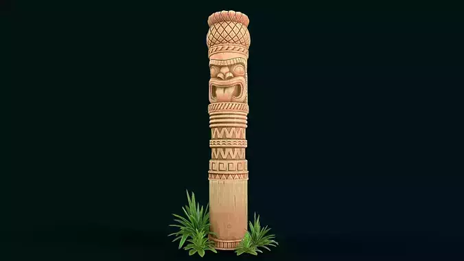 Stylized Wood Totem 10 Low-poly 3D model