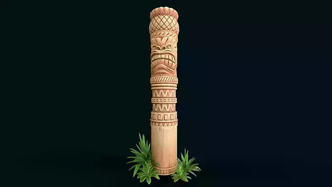 Stylized Wood Totem 11 Low-poly 3D model