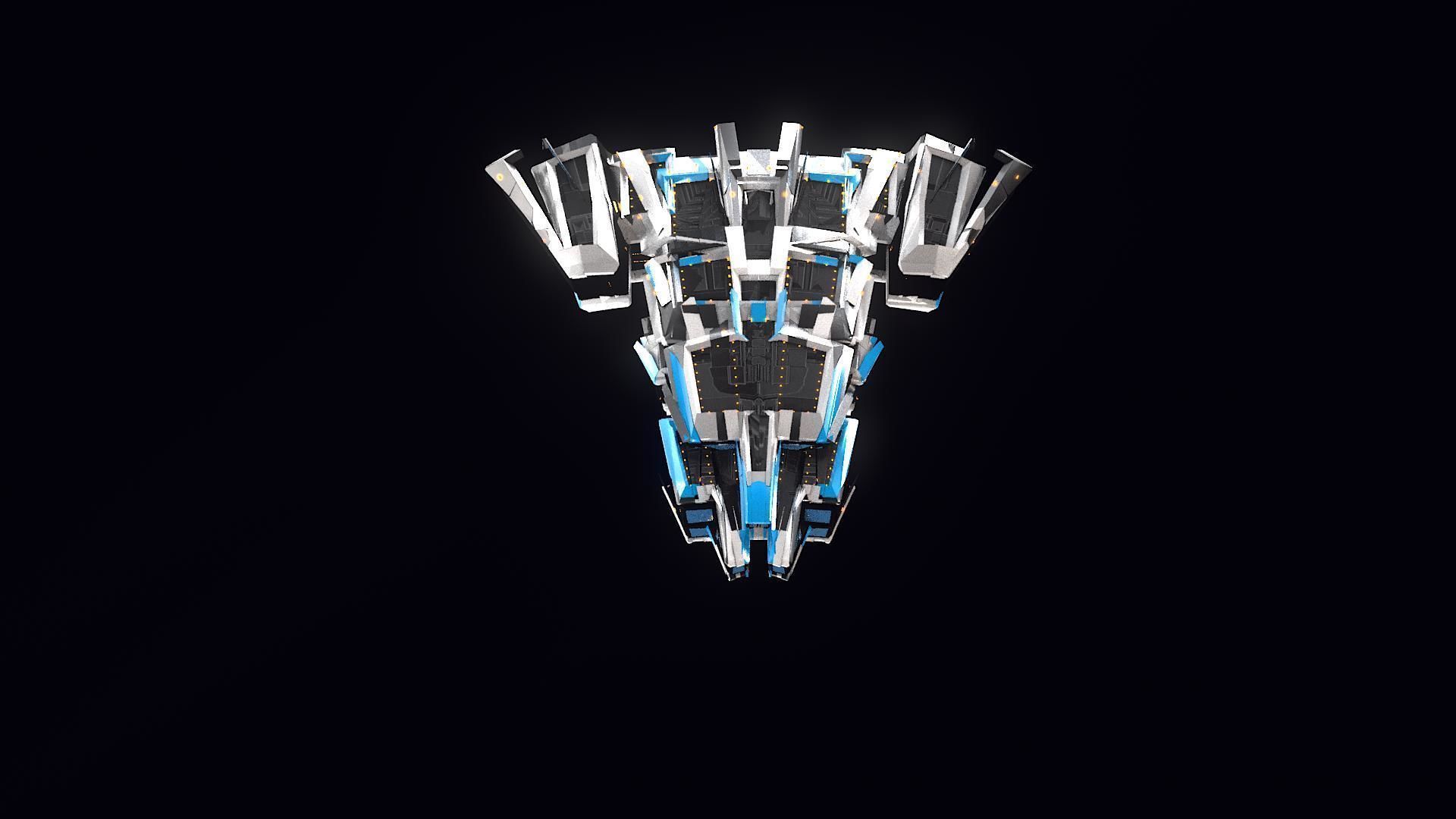 Lowpoly Sci-Fi Spaceship Sci fi Space Craft 32 Low-poly 3D model_2