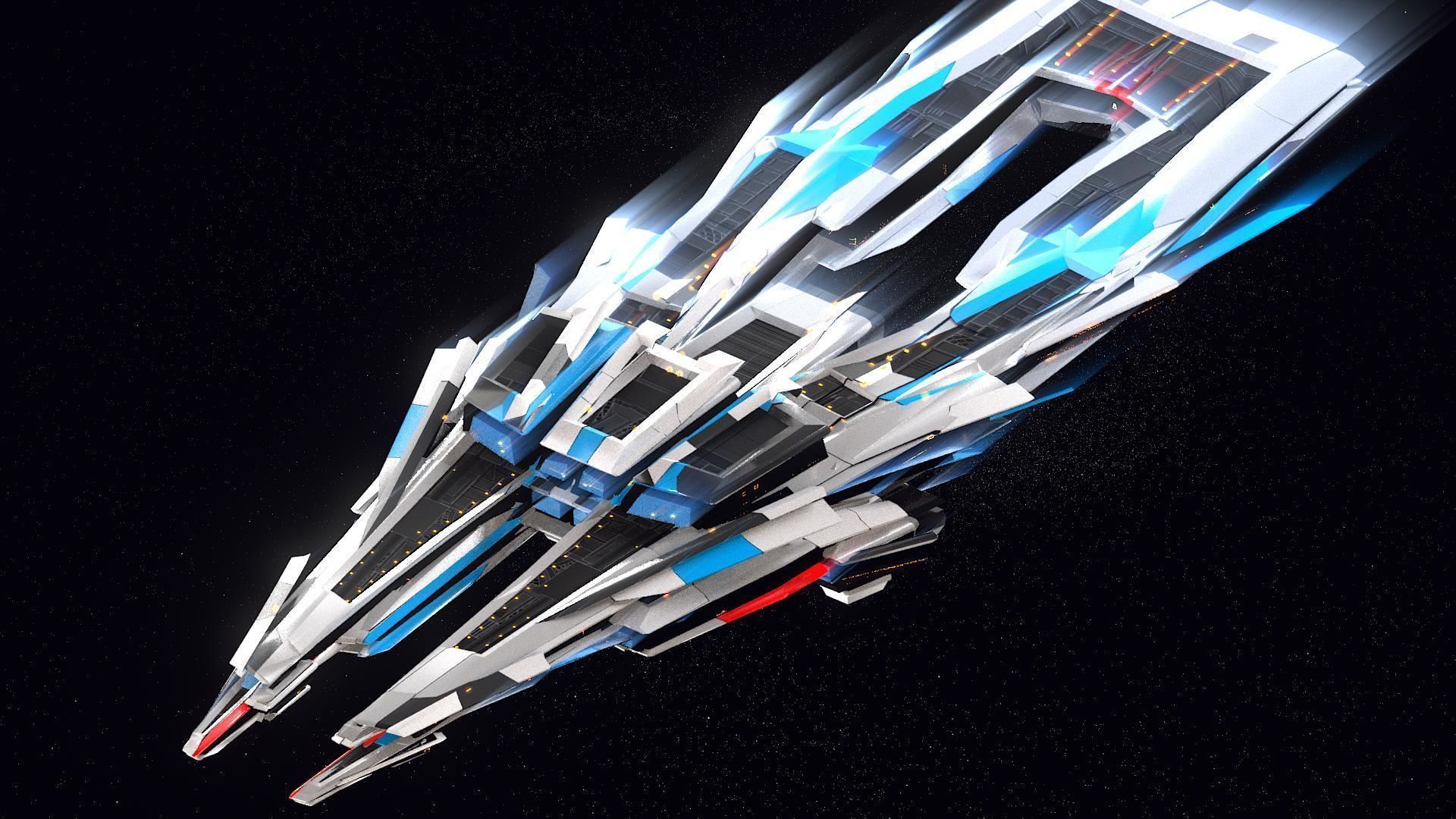 Lowpoly Sci-Fi Spaceship Sci fi Space Craft 18 Low-poly 3D model_1