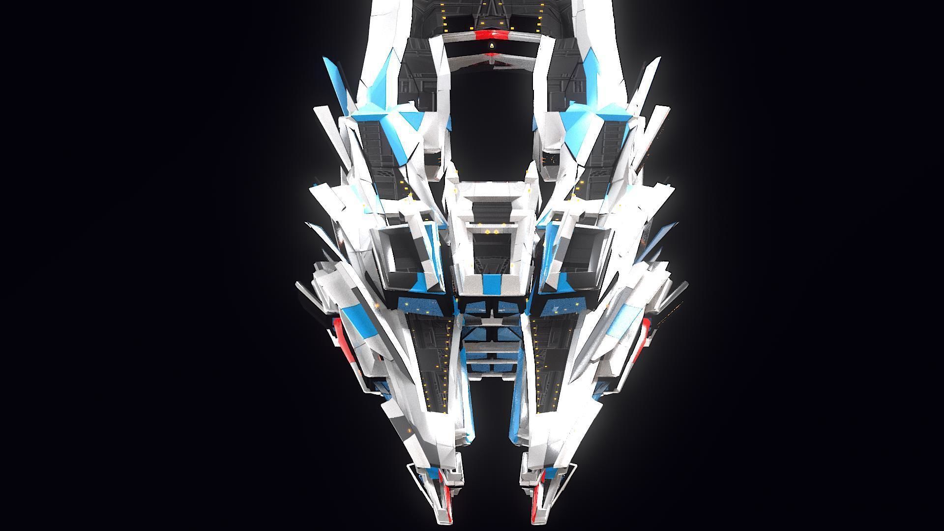 Lowpoly Sci-Fi Spaceship Sci fi Space Craft 18 Low-poly 3D model_2