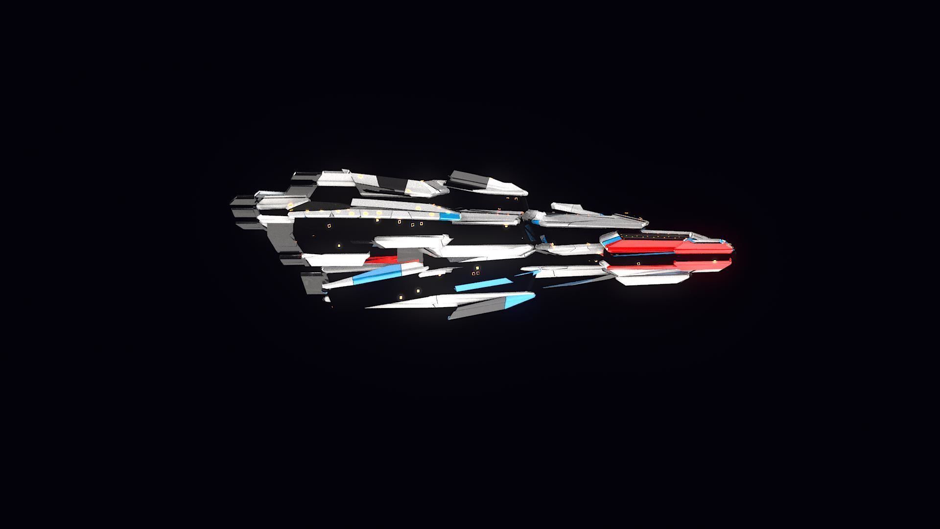 Lowpoly Sci-Fi Spaceship Sci fi Space Craft 11 Low-poly 3D model_3