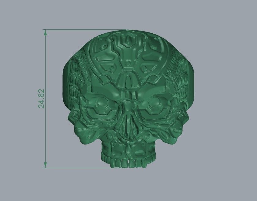 Biomechanical Skull Ring STL 3D print model_9