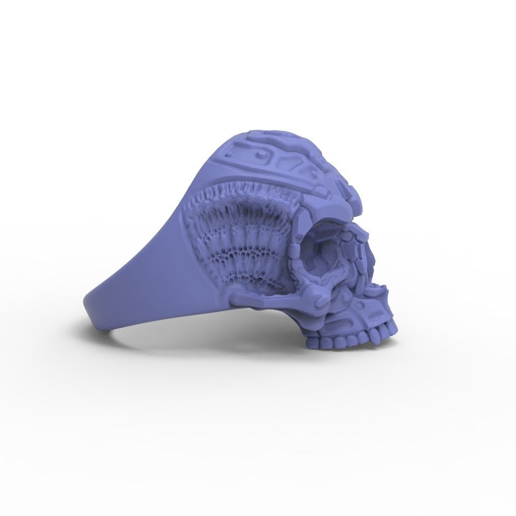 Biomechanical Skull Ring STL 3D print model_23