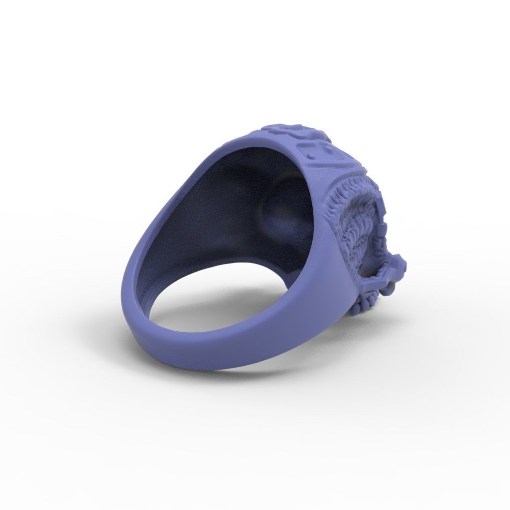 Biomechanical Skull Ring STL 3D print model_24