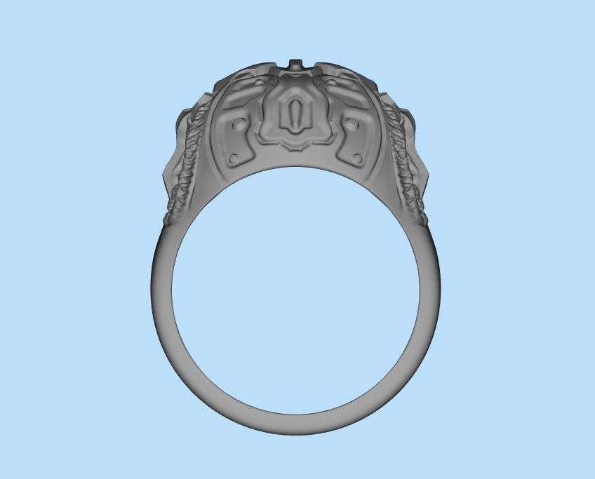 Biomechanical Skull Ring STL 3D print model_31