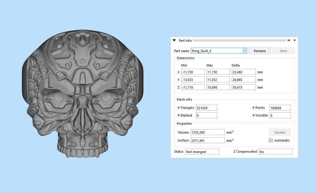 Biomechanical Skull Ring STL 3D print model_11