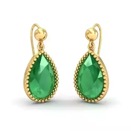 Earrings - 8 emerald drop gold