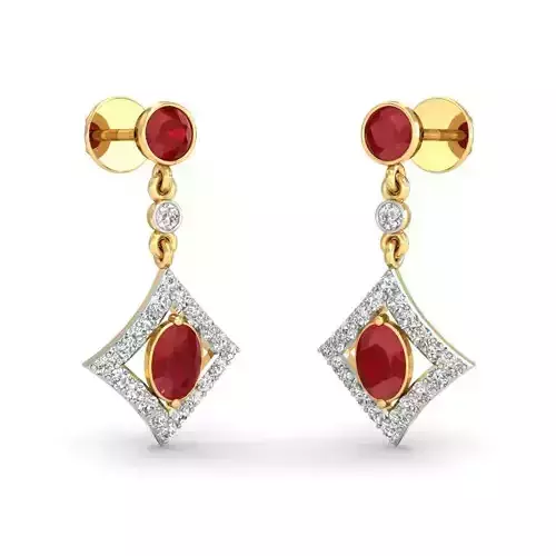 Earrings - 7 earring with ruby and diamonds