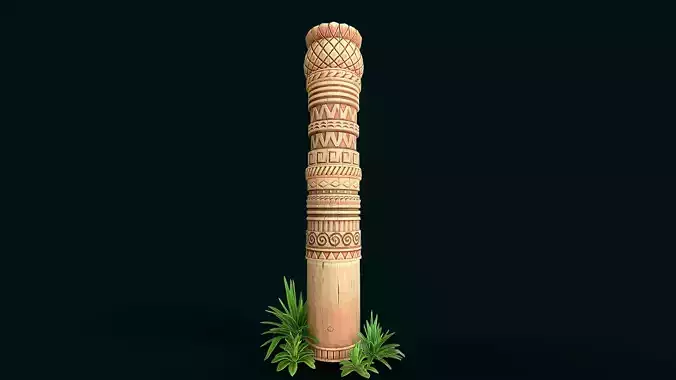Stylized Wood modular pole Low-poly 3D model