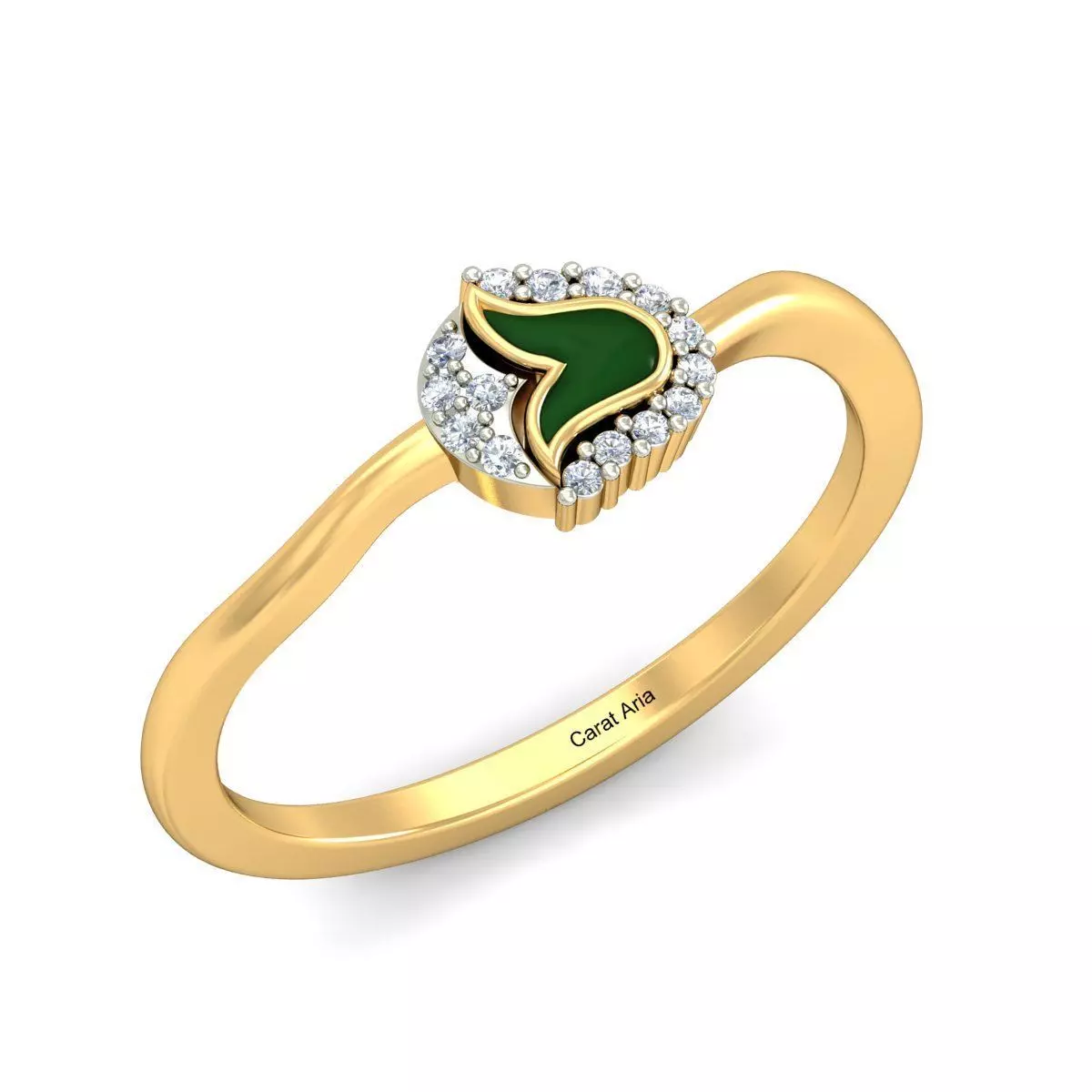 Ring - 9 gold with jade and diamonds 3D print model_0