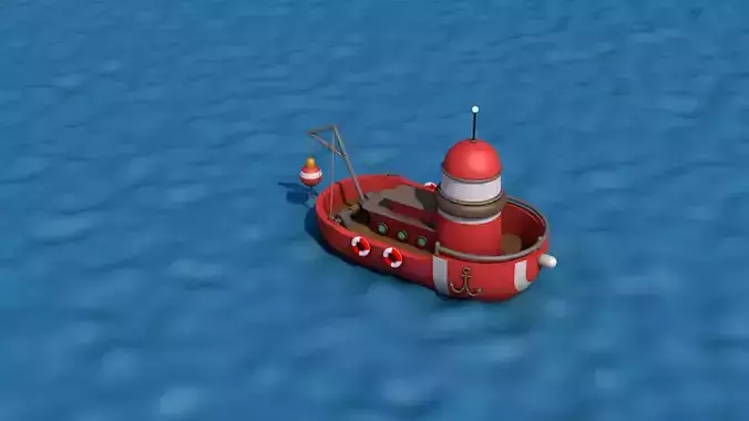Boat lighthouse floating in ocean