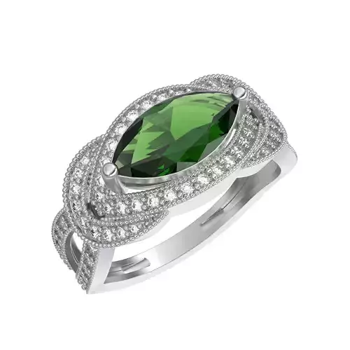 Diamond Ring Peacock feather