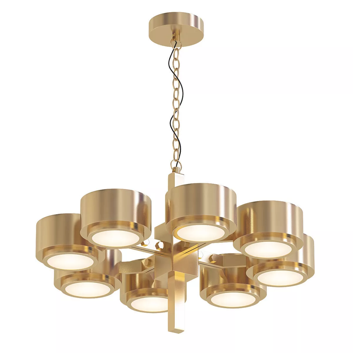 COSMIC modern brass chandelier with six lights 3D model