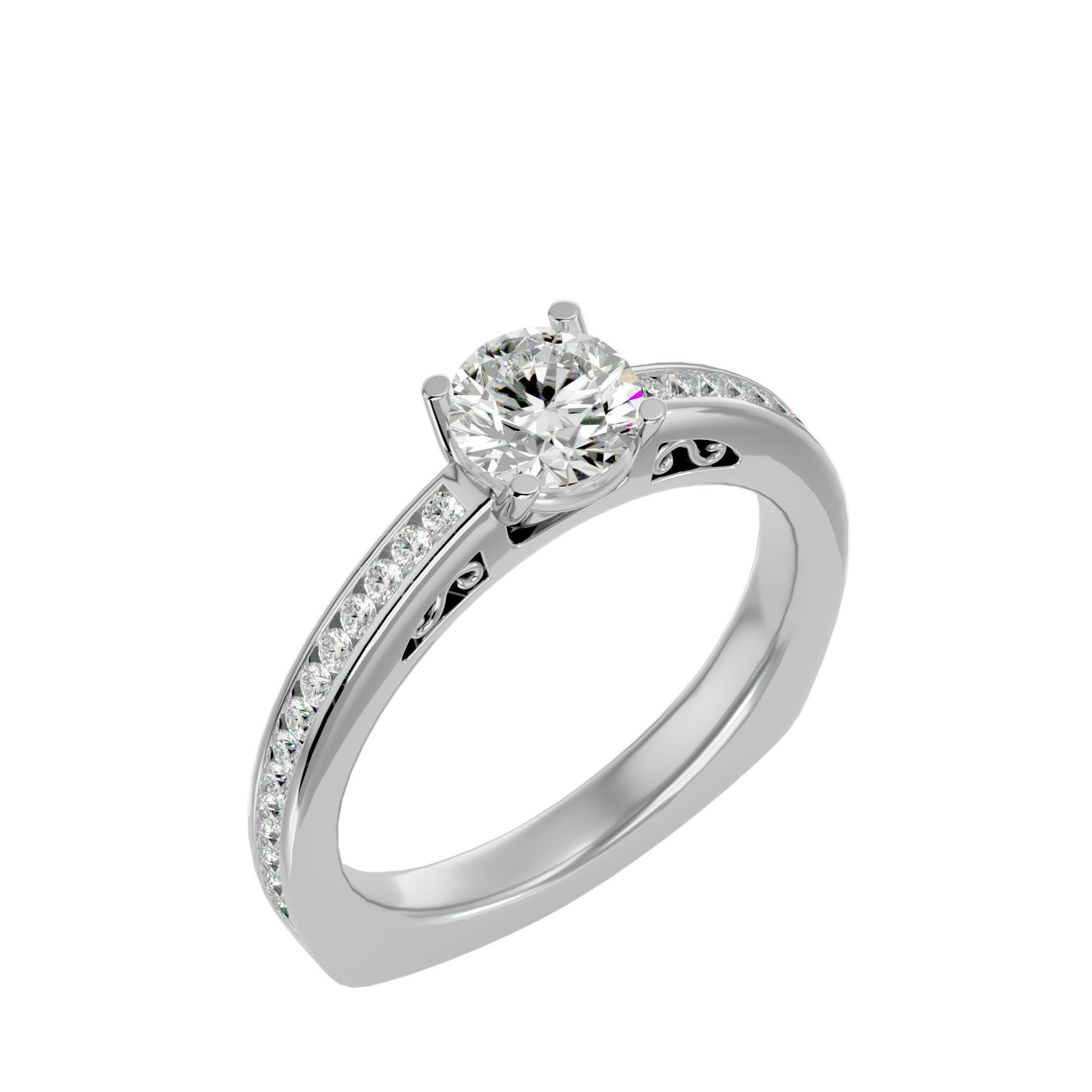 Solitaire ring model 3D print model_10