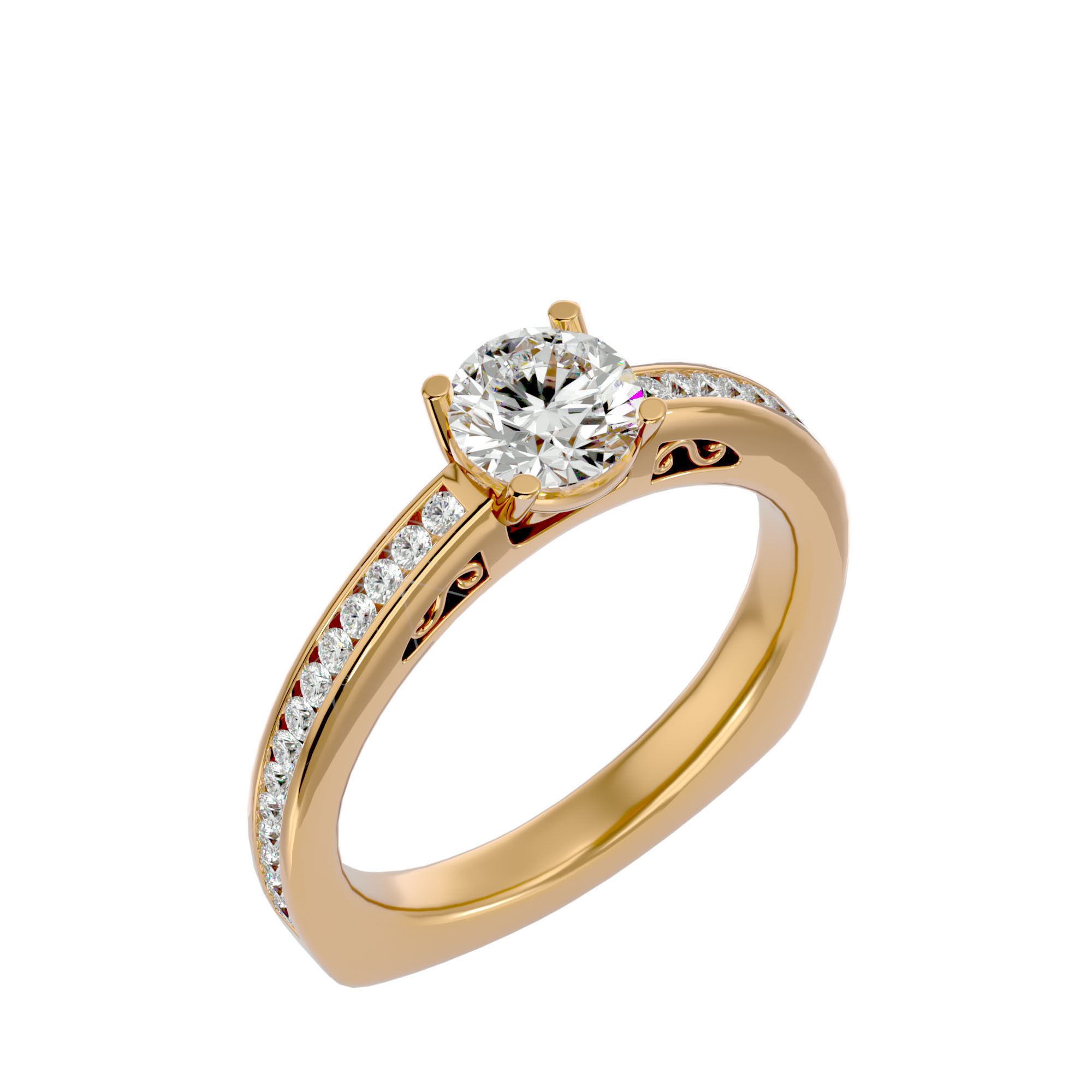 Solitaire ring model 3D print model_11