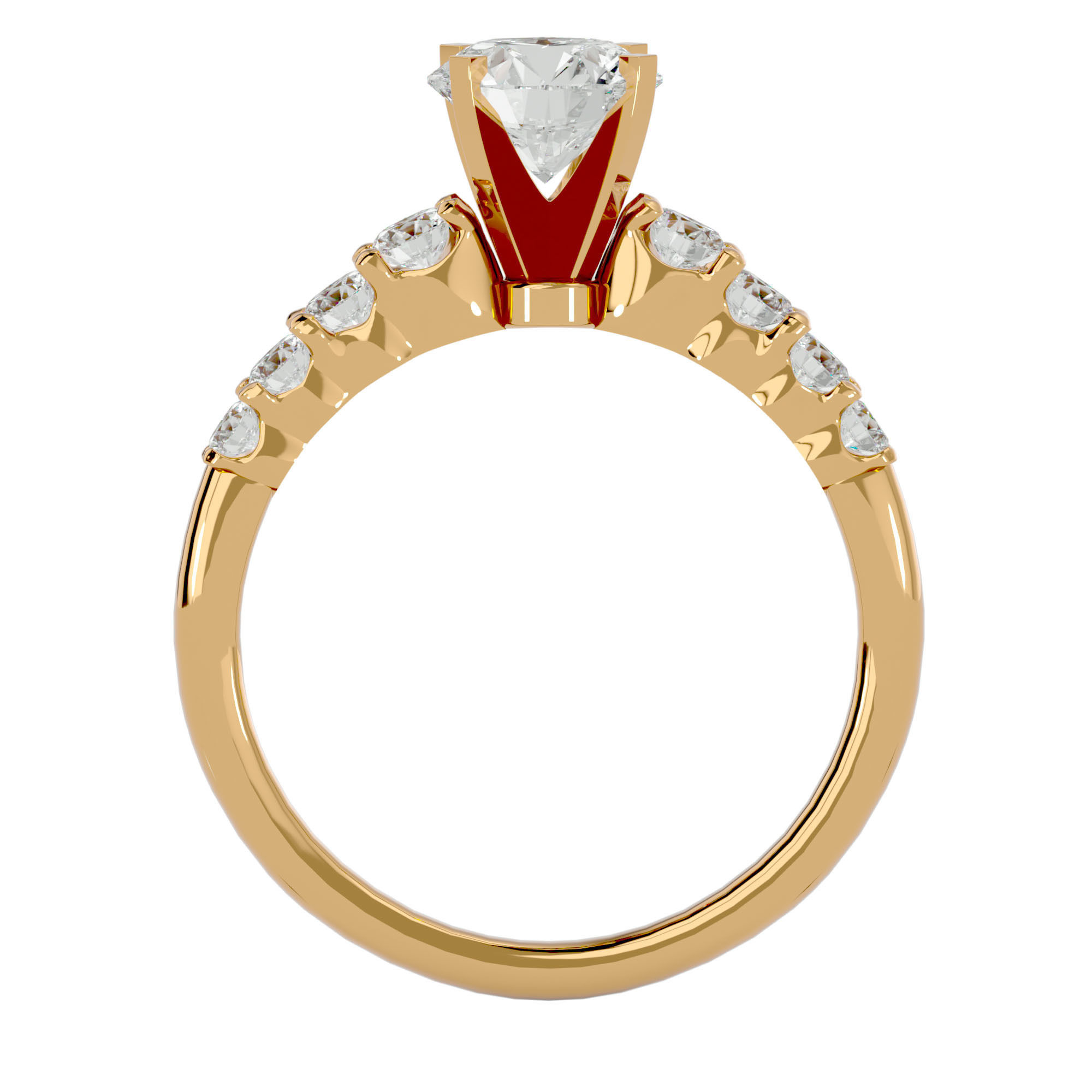 Solitaire ring model 3D print model_4