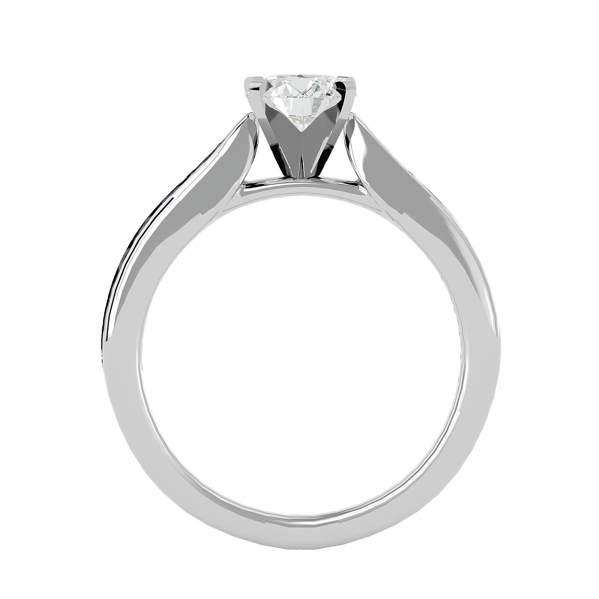 Solitaire ring model 3D print model_4