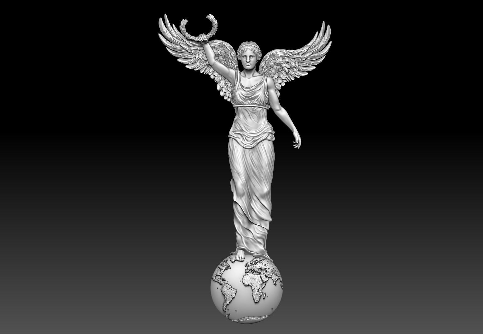 Winged Victory nike CNC relief 3D print model_6