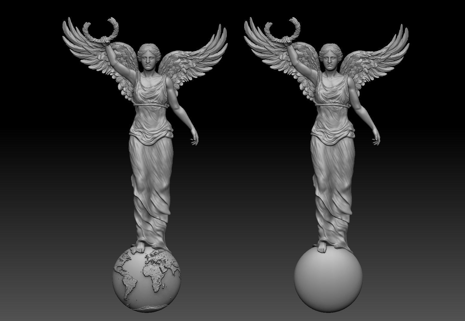 Winged Victory nike CNC relief 3D print model_1